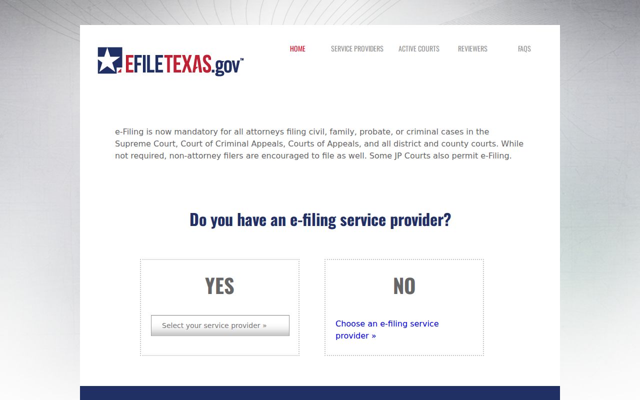 Coleman County civil docket eFileTexas filing page